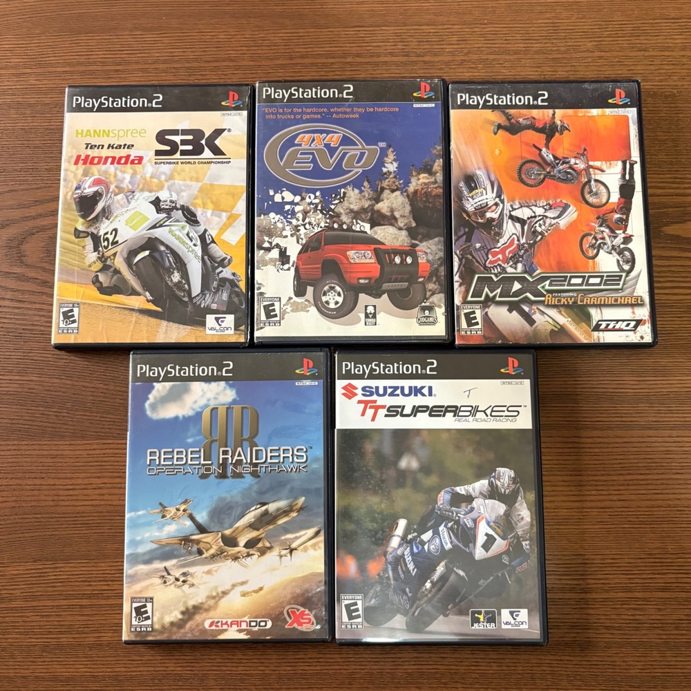 Sony PlayStation 2 Video Game Lot 5 Games Good Racing Flight Combat Bundle PS2